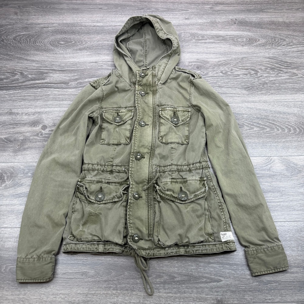 Aritzia TNA Military Issue Jacket Womens XS Green Utility Cargo Pocket Hooded